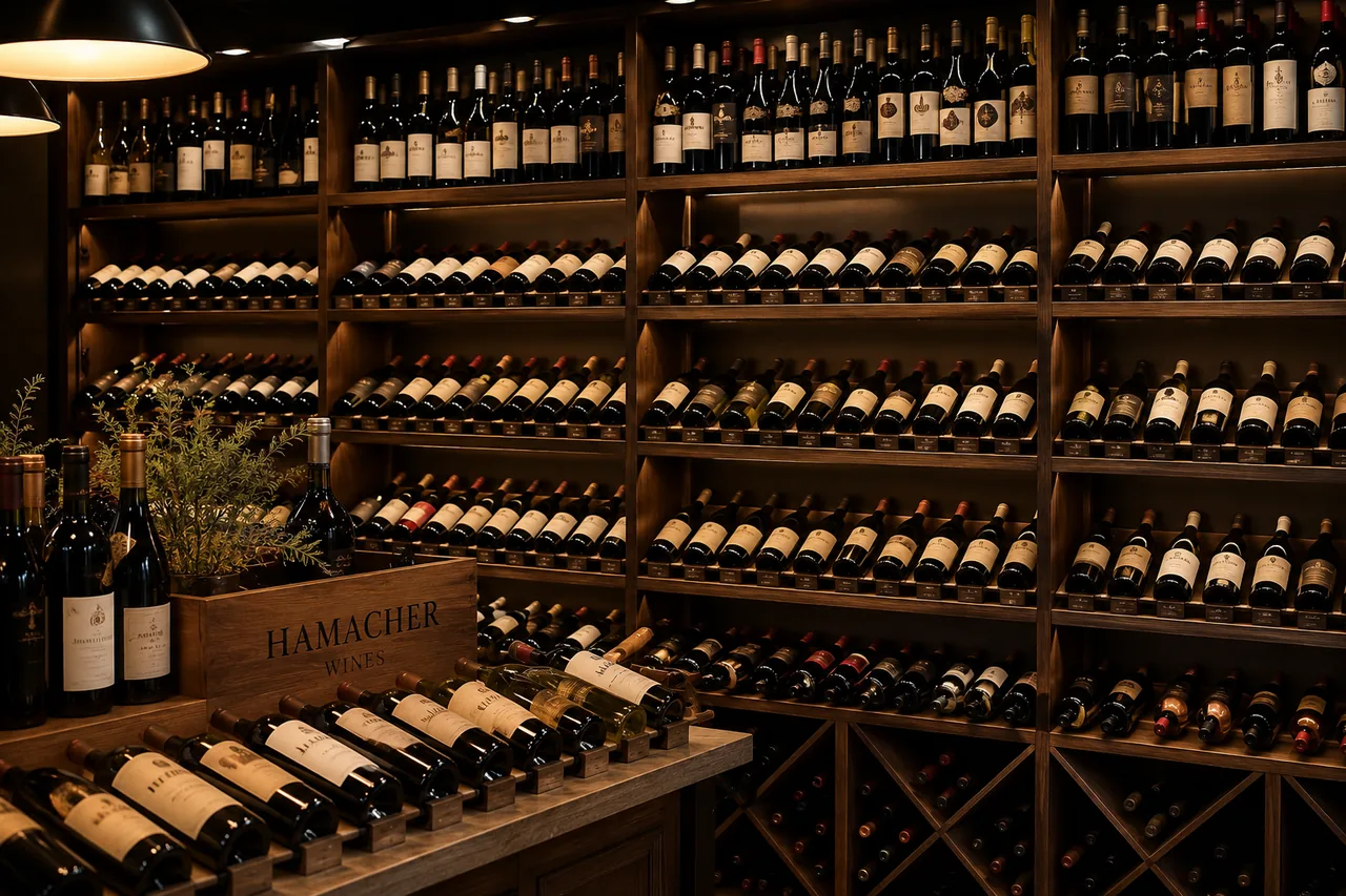 Hamacher Wines cellar and retail wine display in Beaverton, Oregon
