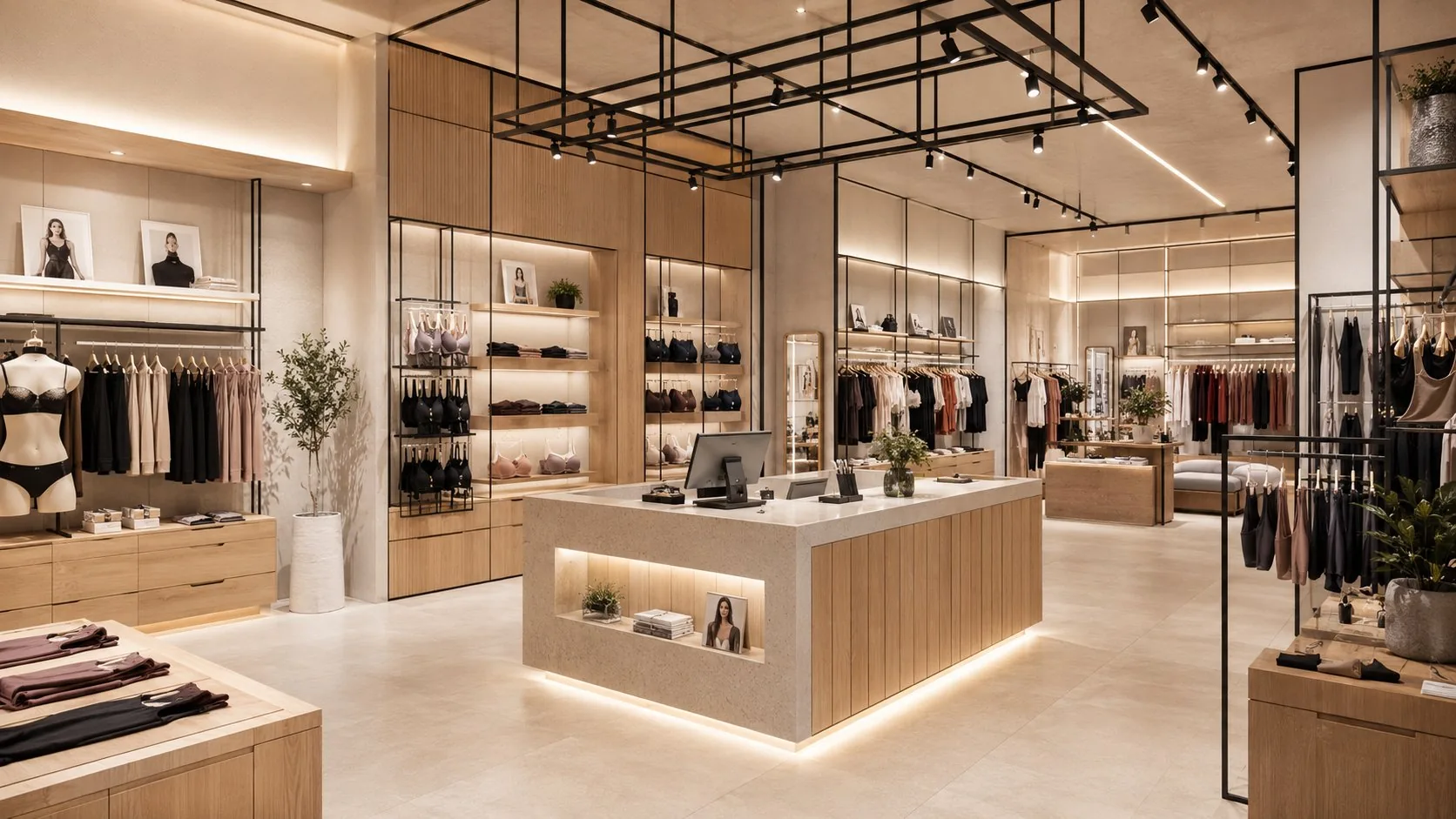 Modern Australian retail store interior with backlit shelving, clothing displays, and illuminated service counter, ORVX AI helps retailers automate demand forecasting, inventory management, and personalised customer marketing